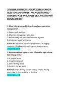  TENNESSEE Warehouse Operations Manager Exam Questions and Correct Answers