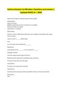 Asthma Educator Certification&vert; Questions and answers &vert; Updated RATED A&plus; &vert; NEW 
