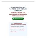 ATI RN Fundamentals Proctored Exam Testbank 3 Versions 2025&sol; 2026 Comprehensive Nursing Exam Prep Guide with Solutions