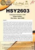 HSY2603 Assignment 2 &lpar;COMPLETE ANSWERS&rpar; Semester 1 2026 - DUE April 2026