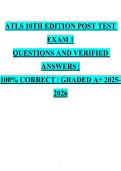 ATLS 10th Edition Post Test Actual Questions with Verified Answers 2025&sol; 2026 Comprehensive Trauma Life Support Exam Prep Guide with Solutions