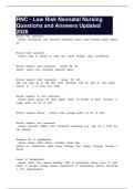 RNC - Low Risk Neonatal Nursing Questions and Answers Updated 2026 