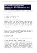 Newborn Nursing Care and Assessment NCLEX Questions and Answers