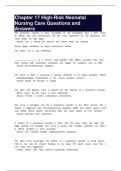 Chapter 17 High-Risk Neonatal Nursing Care Questions and Answers