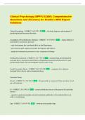 Clinical Psychology &lpar;EPPP&rpar; EXAM &vert; Comprehensive  Questions and Answers &vert; A&plus; Graded &vert; With Expert  Solutions 