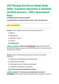 UCF Biology Exit Exam Study Guide 2026 &vert; Complete Questions & Detailed Verified Answers &vert; 100&percnt; Guaranteed Pass