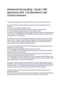 Advanced Accounting - Exam 1 MC Questions &lpar;CH&period; 1-3&rpar; Questions with Correct Answers