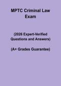 MPTC Criminal Law Exam Study Guide 2026 &vert; Questions & Answers PDF