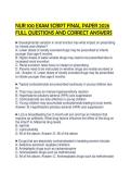 NUR 100 EXAM SCRIPT FINAL PAPER 2026 FULL QUESTIONS AND CORRECT ANSWERS