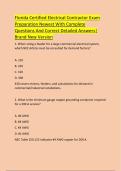 Florida Certified Electrical Contractor Exam  Preparation Newest With Complete  Questions And Correct Detailed Answers&vert;  Brand New Version 