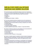 NUR 100 STUDY GUIDE 2026 DETAILED QUESTIONS AND VERIFIED SOLUTIONS