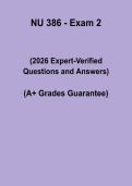 NU 386 Exam 2 Study Guide 2026 &vert; Nursing Questions & Answers PDF