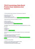TDLR Cosmetology State Board Practice Exam Questions And Answers