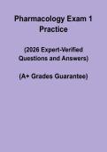 Pharmacology Exam 1 Practice Questions 2026 &vert; Q&A Test Bank PDF