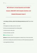 BIO 103 Exam 1 Actual Questions and Verified  Answers 2026&sol;2027 with Complete Solutions and  Detailed Rationales Grade A