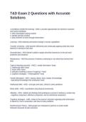 T&D Exam 2 Questions with Accurate Solutions