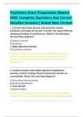 Psychiatry Exam Preparation Newest  With Complete Questions And Correct  Detailed Answers&vert; Brand New Version 