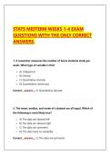 STATS MIDTERM WEEKS 1-4 EXAM  QUESTIONS WITH THE ONLY CORRECT  ANSWERS&period;