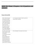 NURS 3510 Week 3 Chapters 4 & 10 Questions and  answers
