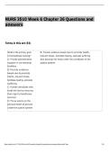NURS 3510 Week 6 Chapter 26 Questions and  answers
