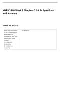 NURS 3510 Week 8 Chapters 22 & 24 Questions  and answers