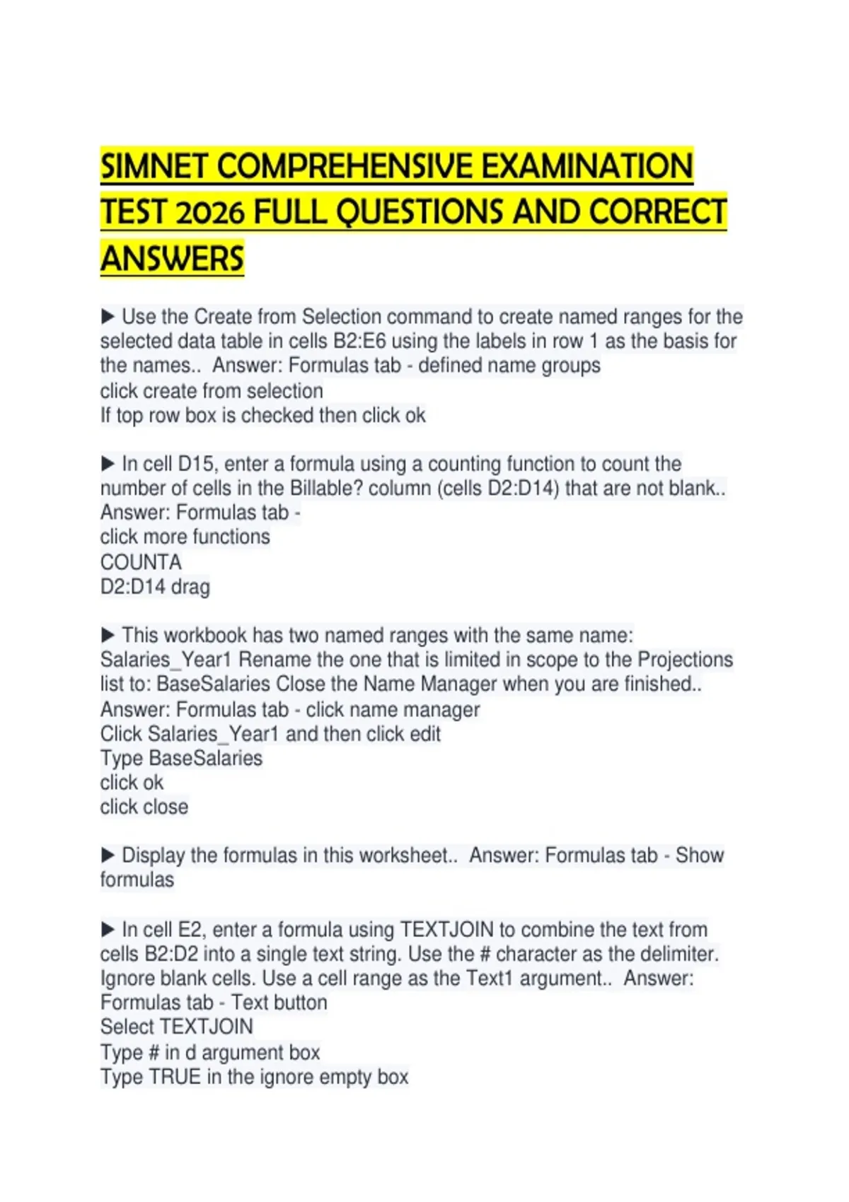 SIMNET COMPREHENSIVE EXAMINATION TEST 2026 FULL QUESTIONS AND CORRECT ...