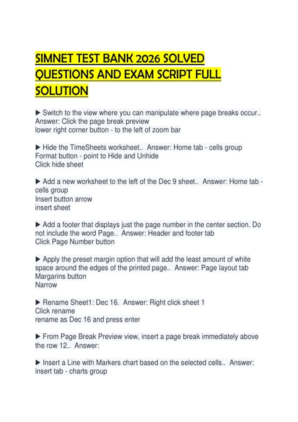SIMNET TEST BANK 2026 SOLVED QUESTIONS AND EXAM SCRIPT FULL SOLUTION ...