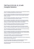 T&D Test 2-Ch 9&comma;10&comma; 11&comma; 12 with Complete Solutions