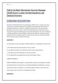 ISACA Certified Information Security Manager &lpar;CISM&rpar; Exam &vert; Latest Verified Questions and Detailed Answers