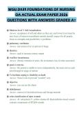 WGU D439 FOUNDATIONS OF NURSING OA ACTUAL EXAM PAPER 2026 QUESTIONS WITH ANSWERS GRADED A&plus;