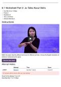 ASL 2013&vert;6&period;1 Worksheet Part 2&colon; Jo Talks About Skills&vert; 2026&vert; Updated &vert; questions and answers &vert; University of Texas&comma; San Antonio