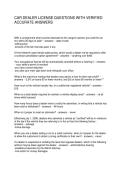 CAR DEALER LICENSE QUESTIONS WITH VERIFIED ACCURATE ANSWERS
