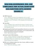 WGU D486 GOVERNANCE&comma; RISK&comma; AND COMPLIANCE 70DF ACTUAL EXAM PAPER 2026 QUESTIONS WITH ANSWERS GRADED A&plus;