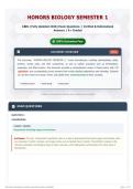 HONORS BIOLOGY SEMESTER 1 120&plus; &lpar;Fully Updated 2026&sol;2027&rpar; Exam Questions &plus; Verified & Rationalized Answers A&plus; Graded