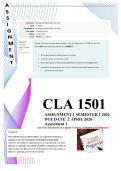 Cla1501 assignment 1 semester 1 2026 Distinction guaranteed