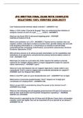 JFO WRITTEN FINAL EXAM WITH COMPLETE SOLUTIONS 100&percnt; VERIFIED 2026-2027&excl;&excl;