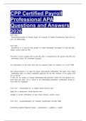 CPP Certified Payroll Professional APA Questions and Answers 2026