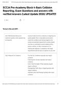 SCCJA Pre-Academy Block 4-Basic Collision Reporting&comma; Exam Questions and answers with verified Answers &lpar;Latest Update 2026&rpar; UPDATE&excl;&excl;