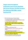 Virginia Industrial Hygienist  Certification Exam Practice Questions  And Correct Answers &lpar;Verified Answers&rpar;  Plus Rationale 2026 Q&A&vert; Instant  Download Pdf  
