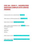 COSC 464 - EXAM &num;1 - HAZARDS&sol;FIRES QUESTIONS COMPLETE WITH VERIFIED ANSWERS