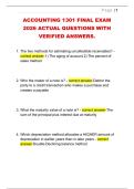 ACCOUNTING 1301 FINAL EXAM  2026 ACTUAL QUESTIONS WITH  VERIFIED ANSWERS&period; 