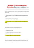 WGU D677 Elementary Literacy Curriculum&comma; Questions and Answers&comma; Complete Exam Preparation Material