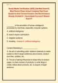 Social Media Certification &lpar;ADD&rpar; &vert;&vert;Verified Exam&excl;&excl;&vert;&vert;  Most Recent Exam Actual Complete Real Exam  Questions And Correct Answers &lpar;Verified Answers&rpar;  Already Graded A&plus; &vert; Guaranteed Success&excl;&excl; Newest  Exam&excl;&excl;&excl; 
