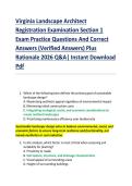Virginia Landscape Architect  Registration Examination Section 1  Exam Practice Questions And Correct  Answers &lpar;Verified Answers&rpar; Plus  Rationale 2026 Q&A&vert; Instant Download  Pdf  