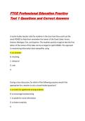 FTCE Professional Education Practice Test 1 Questions and Correct Answers
