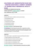 CALIFORNIA ARF ADMINISTRATOR EXAM 2026 &ndash; VERIFIED QUESTIONS & CORRECT ANSWERS &vert; A&plus; GRADED ADULT RESIDENTIAL FACILITY EXAM