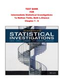 Test Bank for Intermediate Statistical Investigations 1st Edition by Nathan Tintle Beth Chance Karen McGaughey Soma Roy Todd Swanson Jill VanderStoep &vert; Chapters 1&ndash;6