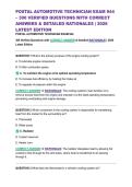 POSTAL AUTOMOTIVE TECHNICIAN EXAM 944 &ndash; 300 VERIFIED QUESTIONS WITH CORRECT ANSWERS & DETAILED RATIONALES &vert; 2026 LATEST EDITION