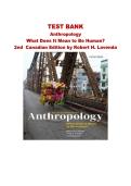 Test Bank for Anthropology What Does It Mean to Be Human 2nd Canadian Edition by Robert H&period; Lavenda &vert; All 16 Chapters