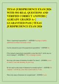 TEXAS JURISPRUDENCE EXAM 2026  WITH 55O REAL QUESTIONS AND  VERIFIED CORRECT ANSWERS &vert;  ALREADY GRADED A&plus; &vert;  GUARANTEED PASS &vert; TEXAS  JURISPRUDENCE EXAM 2026 
